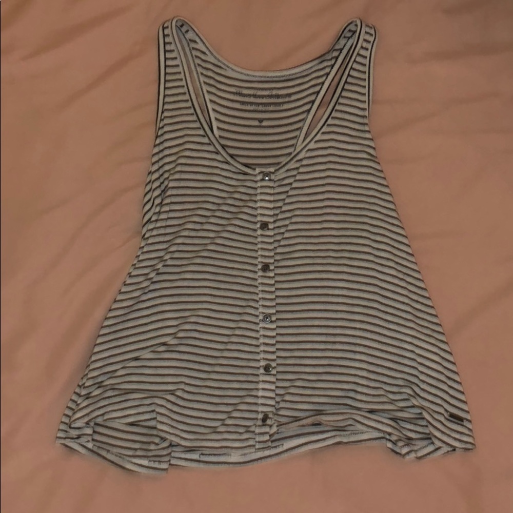 Black and white stripped tank top (cropped)